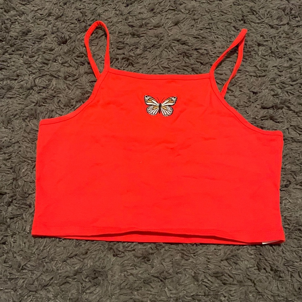 Red/Orange Crop-top w/ butterfly